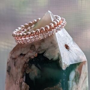Rose Gold Beaded Stackable Ring Set